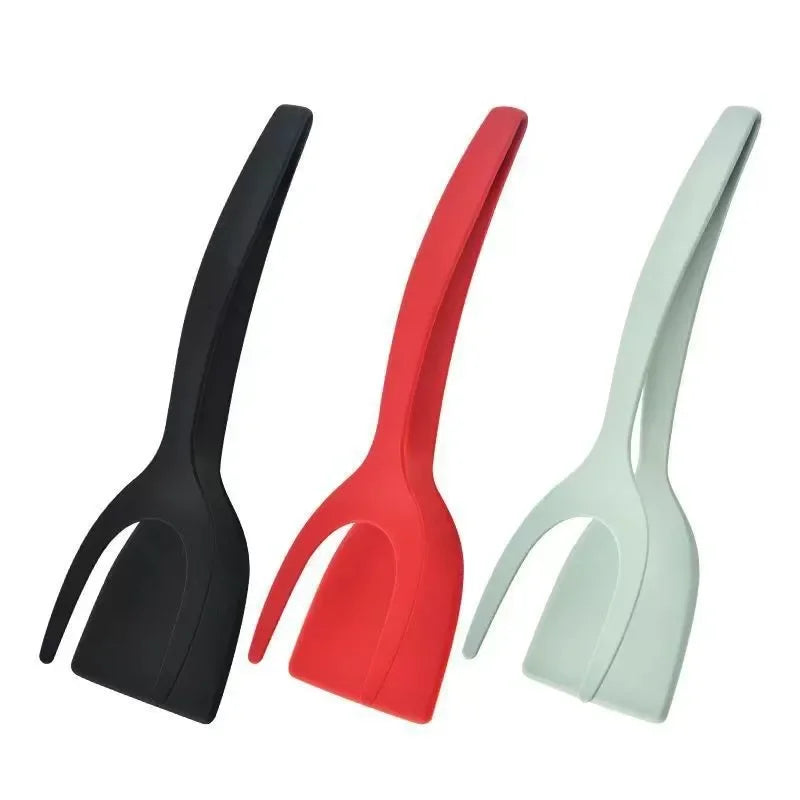 2 In 1 Nylon Grip Flip Tongs Egg Spatula