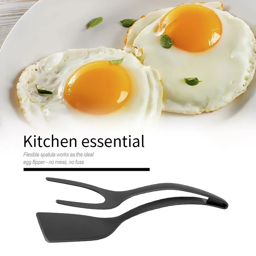 2 In 1 Nylon Grip Flip Tongs Egg Spatula